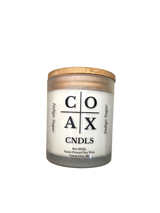 Indigo Sugar 8oz Soy Candle – Buttery Bakery Blueberry & Cream Dessert